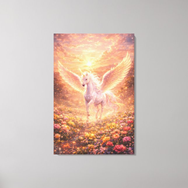 Ethereal Winged Unicorn of Light  | ManJiangHong F Leinwanddruck (Vorderseite)