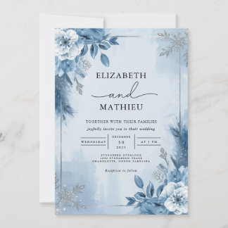 Ethereal Winter Blue Floral Arch Wedding Einladung