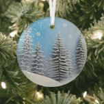 Ethereal Winter Scene Glas Ornament<br><div class="desc">Ein schönes Bild einer gemalten Winterszene strahlt und reflektiert Ihre Lichter und ergänzt Ihren Weihnachtsbaum und die Erholung Ihrer Zuhause. Schöne Farben.</div>