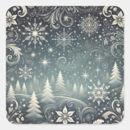 Ethereal Winter's Night Weihnachtskarte Quadratischer Aufkleber