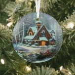Ethereal Winterszene Kinkade Inspiriert Ornament Aus Glas<br><div class="desc">Die von Thomas Kinkade inspirierte Winterszene strahlt und reflektiert Ihre Lichter und ergänzt Ihren Weihnachtsbaum und die Erholung Ihrer Zuhause. Schöne Farben. Vielen Dank für Ihre Suche; wir schätzen Ihr Geschäft bei Paws Charming.</div>