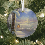 Ethereal Winterszene Kinkade Inspiriert Ornament Aus Glas<br><div class="desc">Die von Thomas Kinkade inspirierte Winterszene strahlt und reflektiert Ihre Lichter und ergänzt Ihren Weihnachtsbaum und die Erholung Ihrer Zuhause. Schöne Farben. Vielen Dank für Ihre Suche; wir schätzen Ihr Geschäft bei Paws Charming.</div>