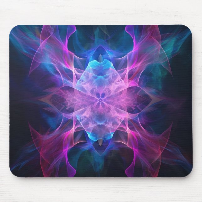 Ethereal Wisps: Blue & Mauve Kirlian Kunst Mousepad (Vorne)