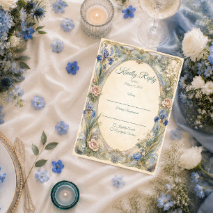 Ethereale Art Nouveau Florale Hochzeitsromantik RSVP Karte