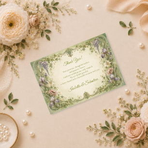 Ethereale Art Nouveau-Gartenromanze-Hochzeit Dankeskarte