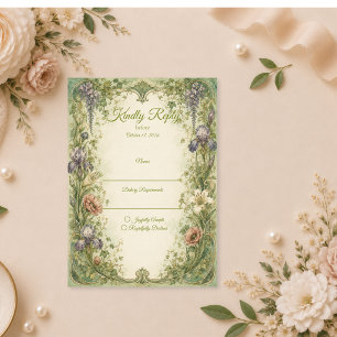 Ethereale Art Nouveau-Gartenromanze-Hochzeit RSVP Karte