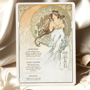 Ethereale Art Nouveau-Hochzeitsmenükarte Einladung