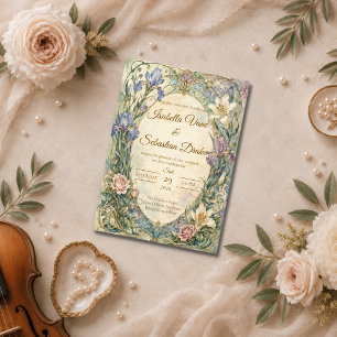 Ethereale Art Nouveau Iris Hochzeit Einladung