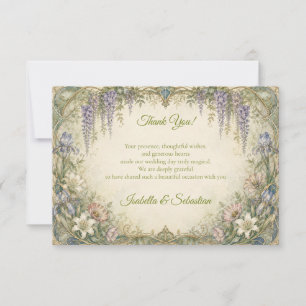 Ethereale Art Nouveau Wisteria-Romantik-Hochzeit Dankeskarte