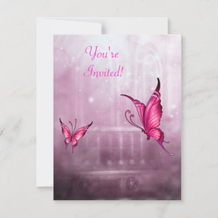 Ethereale Fantasy Pink Schmetterling Veranstaltung Einladung