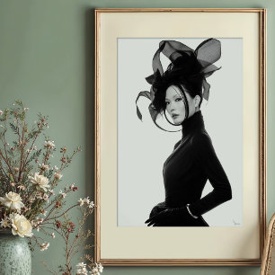 Ethereale Skulptur: Monochromes Avantgarde-Portrai Poster