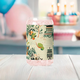 Ethereales Orangenmuster mit Zen-Tempeln Dosenglas