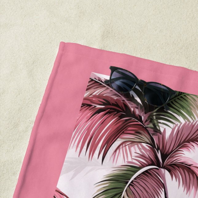 Ethereales Rosé-Palmenmuster Strandtuch (Beispiel)