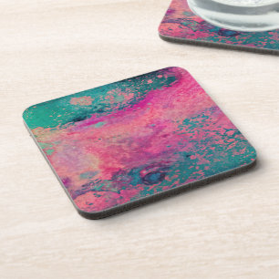 „Ethereales Vellum“ – Pink Türkis Blau Abstract Getränkeuntersetzer