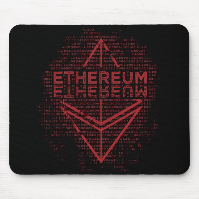 Ethereum binäres Rot auf schwarzer Mausunterlage Mousepad (Vorne)