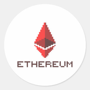 Ethereum ETH 8-Bit Rotes Logo   Aufkleber