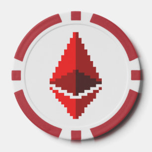 Ethereum ETH 8-Bit rotes Logo Poker Chips