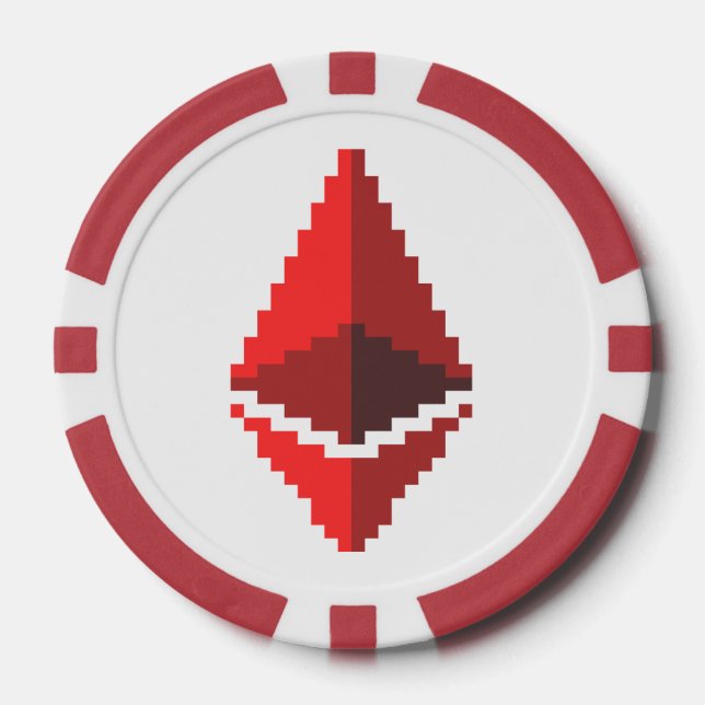 Ethereum ETH rote Poker-8-Bitchips Logo-| Pokerchips (Vorderseite)