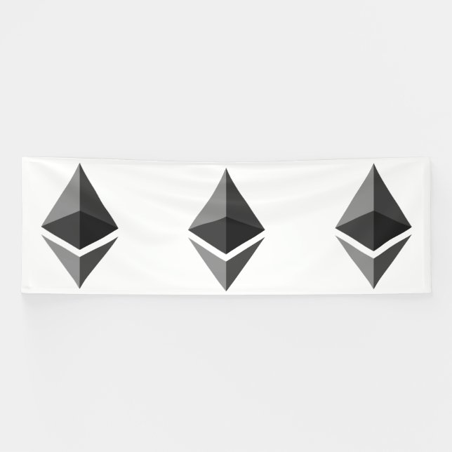 Ethereum Gray Icon 4x12 Vinyl Banner (Horizontal)
