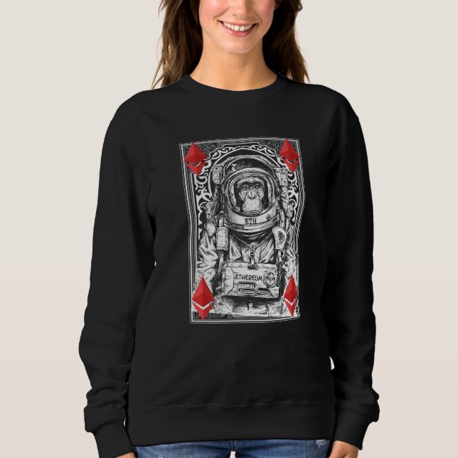Ethereum Space Monkey Crypto Moon Kryptowährung E Sweatshirt (Vorderseite)
