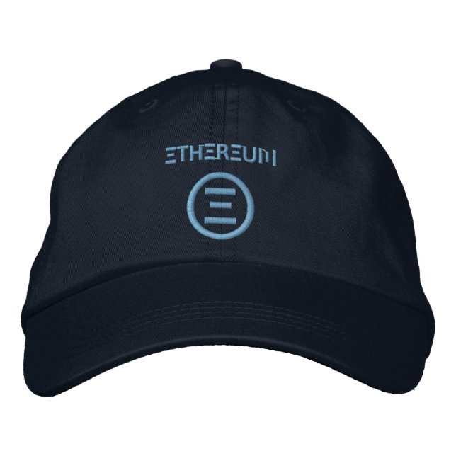 Ethereum Symbol hellblau bestickte Baseballkappe (Vorderseite)