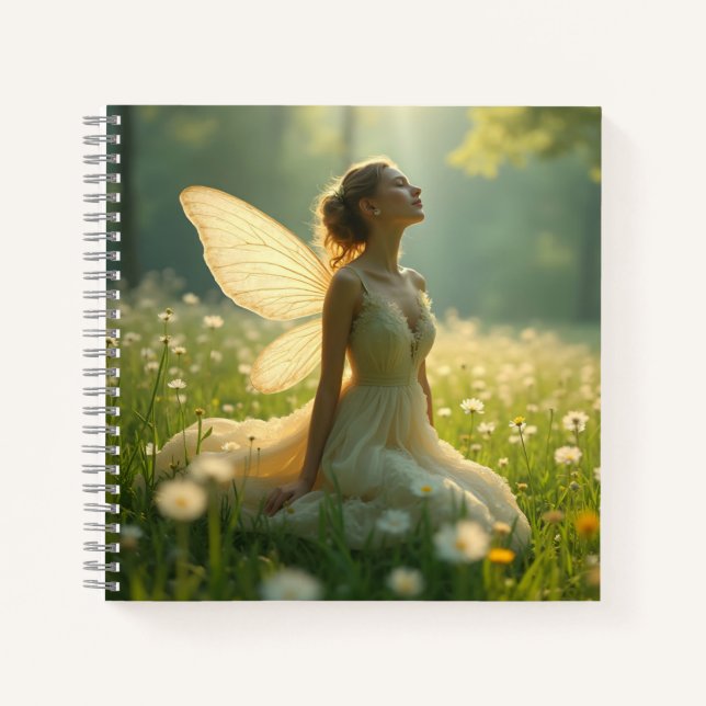 Etherial Fairy in einer Sommerwiese Notizbuch (Vorderseite)