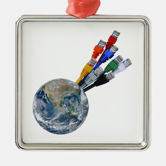 Ethernet-Netzwerk vernetzte Erde Ornament Aus Metall (Vorne)