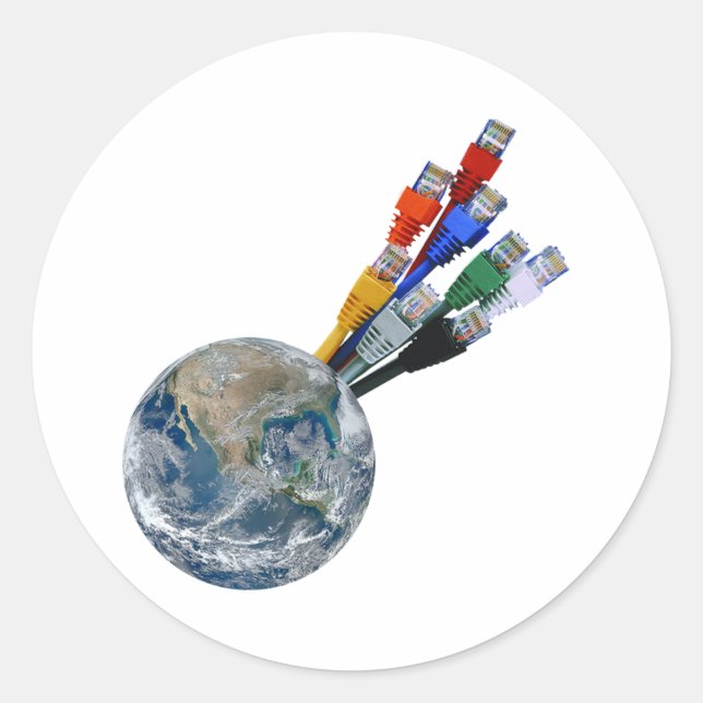 Ethernet-Netzwerk vernetzte Erde Runder Aufkleber (Vorderseite)