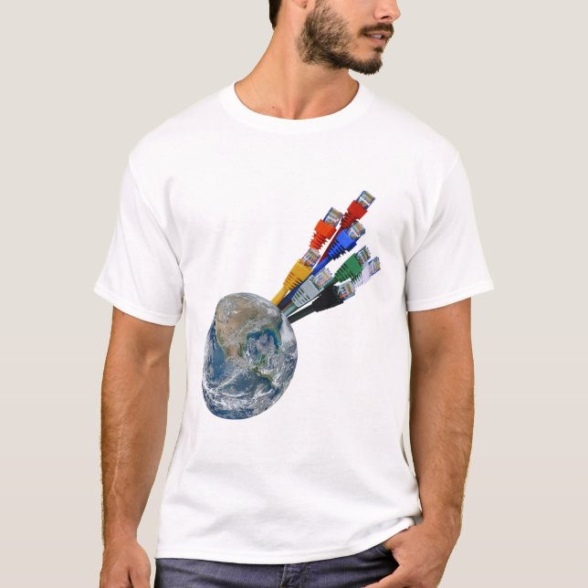 Ethernet-Netzwerk vernetzte Erde T-Shirt (Vorderseite)