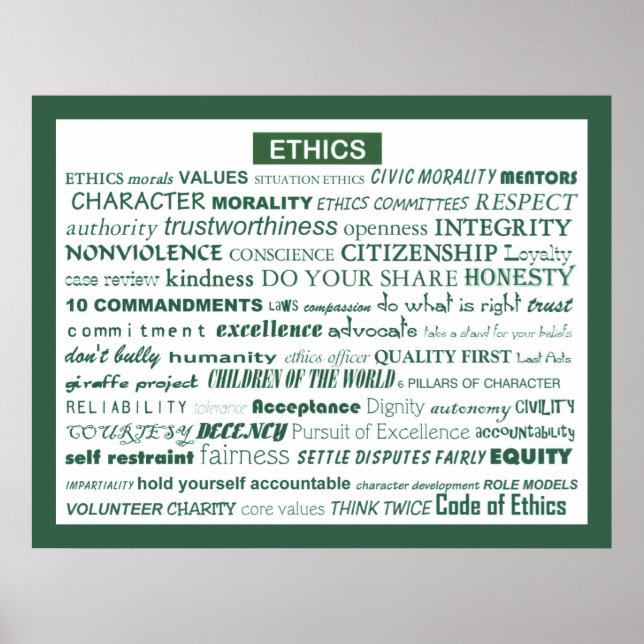 "Ethics Word Poster" Poster (Vorne)