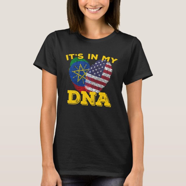 Ethiopia Ethiopians Africa Flag Proud DNA American T-Shirt (Vorderseite)