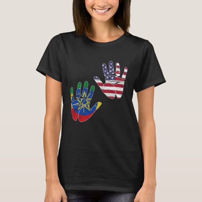 Ethiopia Ethiopians Africa Flag Proud DNA American T-Shirt (Vorderseite)