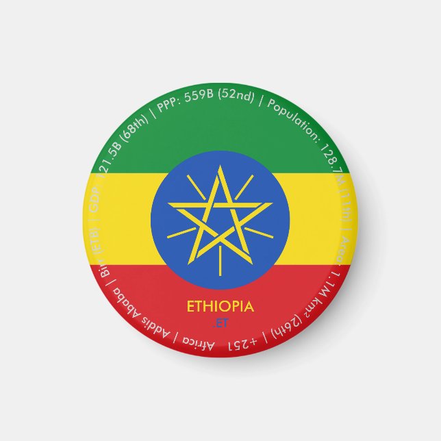 Ethiopia-Flaggen-Magnet Magnet (Vorne)