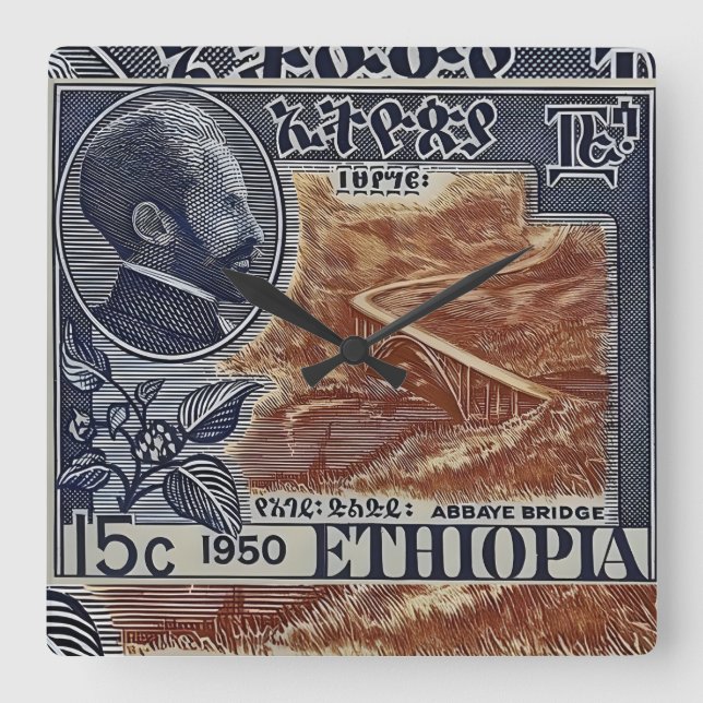 Ethiopia Haile Selassie Rasta Jah Rastafari Roots Quadratische Wanduhr (Vorderseite)