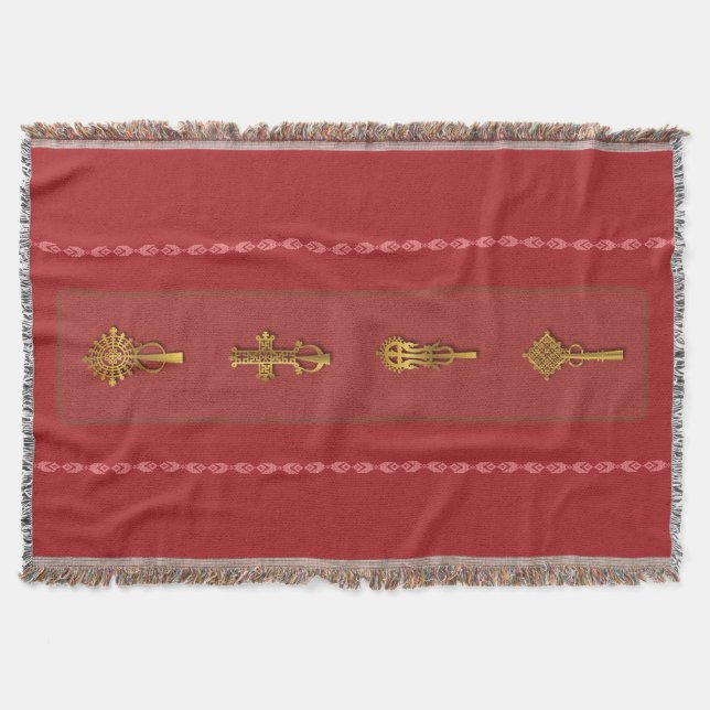 Ethiopian Orthodox Crosses – Gold on Red Decke (Vorderseite)