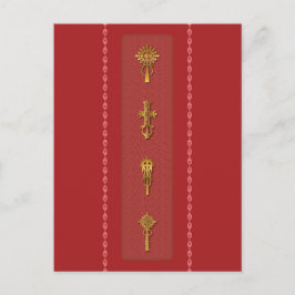 Ethiopian Orthodox Crosses – Gold on Red Postkarte