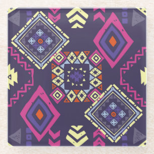 Ethischer, primitiver geometrischer Hintergrund de Glasuntersetzer