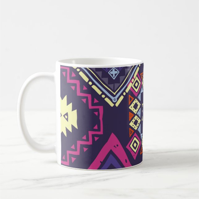 Ethischer, primitiver geometrischer Hintergrund de Kaffeetasse (Links)