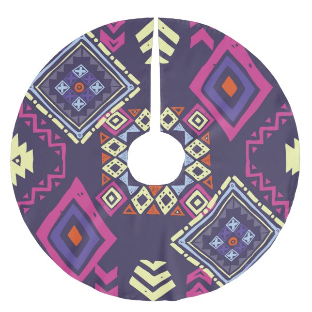 Ethischer, primitiver geometrischer Hintergrund de Polyester Weihnachtsbaumdecke (Vorderseite)