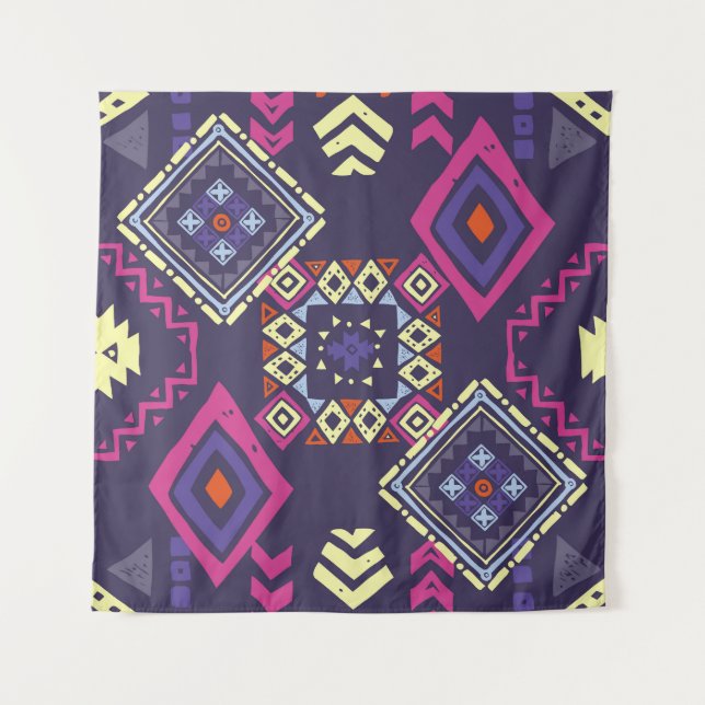 Ethischer, primitiver geometrischer Hintergrund de Wandteppich (Vorderseite)