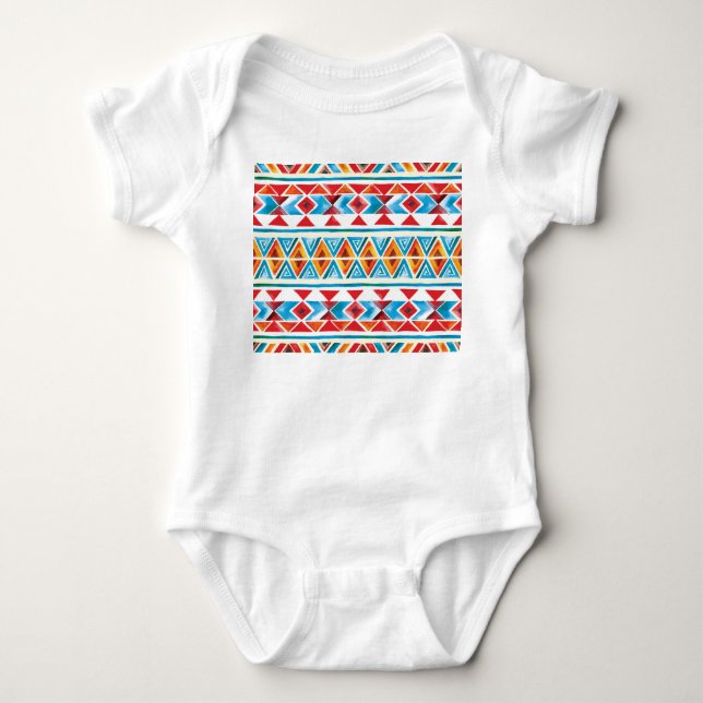 Ethisches geometrisches Muster der Wasserfarbe. Baby Strampler (Vorderseite)
