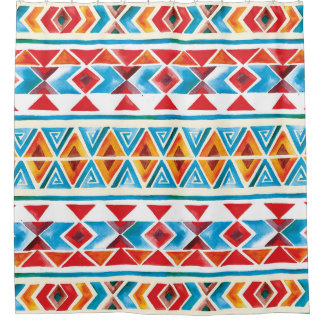 Ethisches geometrisches Muster der Wasserfarbe. Duschvorhang