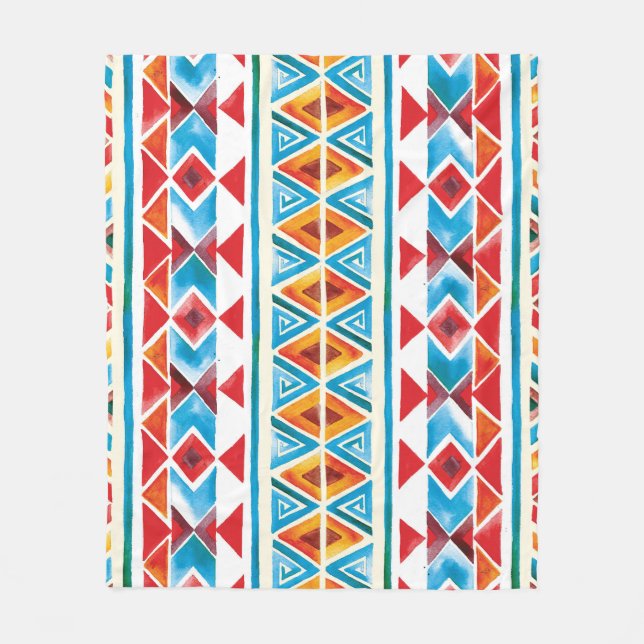 Ethisches geometrisches Muster der Wasserfarbe. Fleecedecke (Vorderseite)