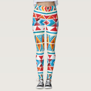 Ethisches geometrisches Muster der Wasserfarbe. Leggings