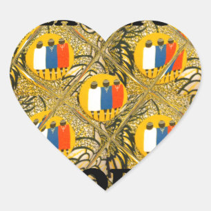 Ethnic African Art Design Print: Schöne Menschen Herz-Aufkleber