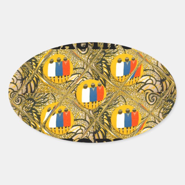Ethnic African Art Design Print: Schöne Menschen Ovaler Aufkleber (Vorderseite)