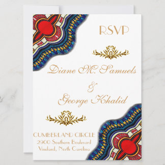 Ethnic African Dashiki Lace Wedding Party Cards RSVP Karte