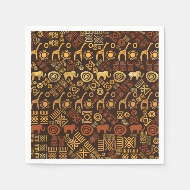 Ethnic African Pattern- browns and golds #7 Serviette (Vorderseite)