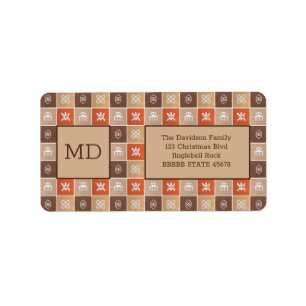 Ethnic African Style Geometric Adinkra Simbols Adressaufkleber