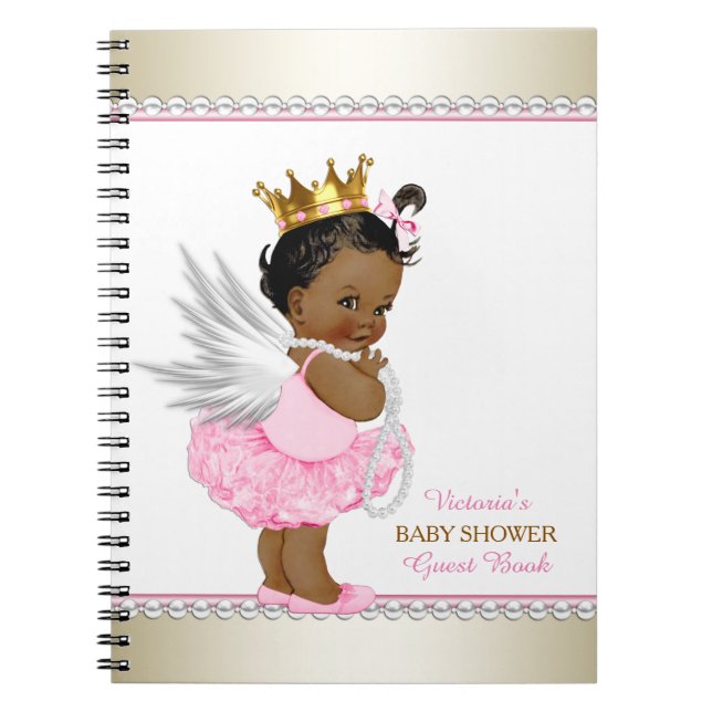 Ethnic Angel Girl Baby Shower Guest Book Notizblock (Vorderseite)